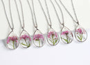 1pcs  Teardrop Resin pressed flower pendant necklace, Real dried flower jewelry