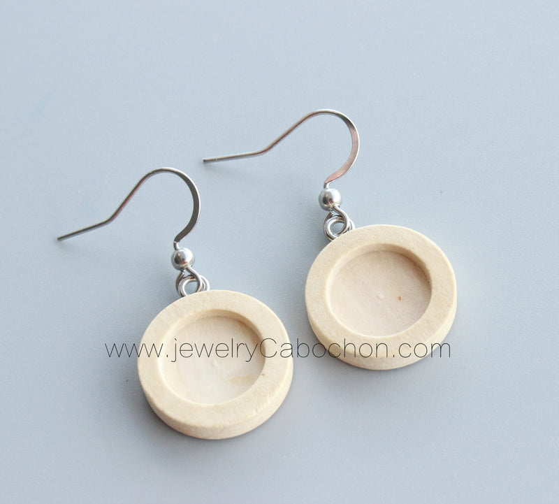 20pcs Stainless Steel wood Earrings Blanks,wood Earrings Base Settings
