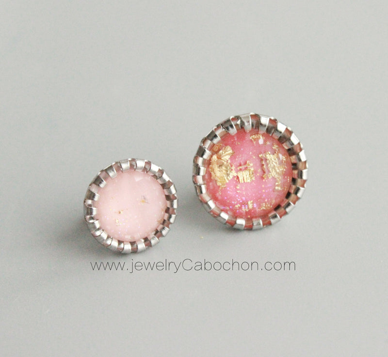 100pcs Stainless Steel crimping Bezel Earrings Studs Settings, Earrings Blanks,Earrings Base