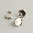 100pcs Stainless Steel crimping Bezel Earrings Studs Settings, Earrings Blanks,Earrings Base