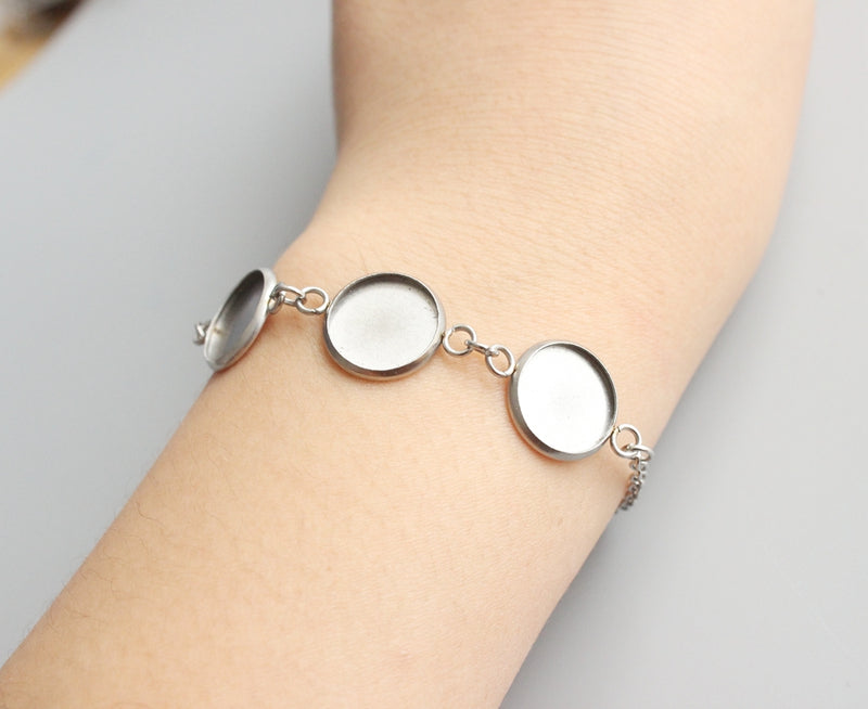 8pcs stainless steel bracelet Base Settings, Bezel bracelet blanks Cab –  JewelryCabochon