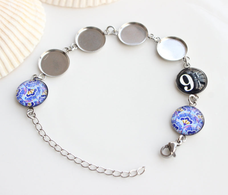 5pcs Shallow groove 8-25mm stainless steel bracelet Base Settings Bezel bracelet blanks Cabochon trays