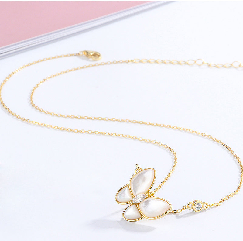 Butterfly pendant necklace  stainless steel vacuum electroplating chain all-match non-fading