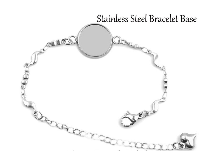 10pcs 8-25mm stainless steel Heart bracelet Base Settings, Bezel bracelet blanks Cabochon trays