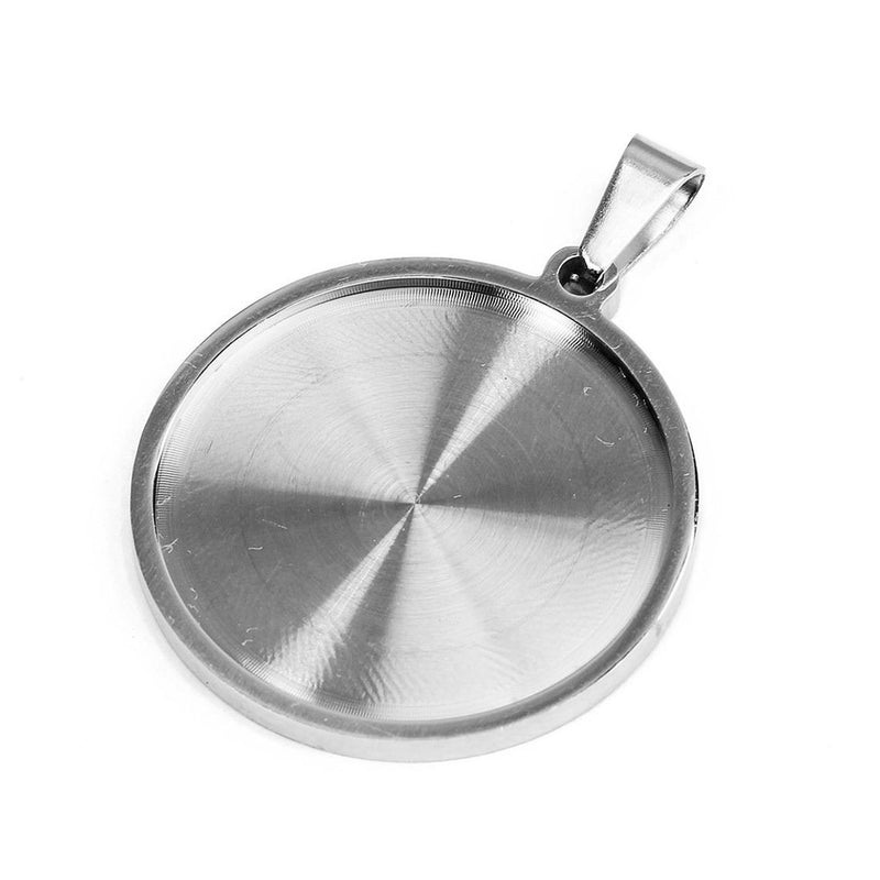 5pcs 20/25/30mm Stainless Steel Necklace pendant Bezel Blanks, Bezel Tray Settings