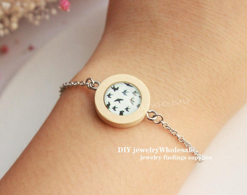 10pcs 8-25MM stainless steel bracelet Base Round Setting, bracelet blank,Bezel bracelet blanks, Blank Bezel Link Photo Charm Bracelet