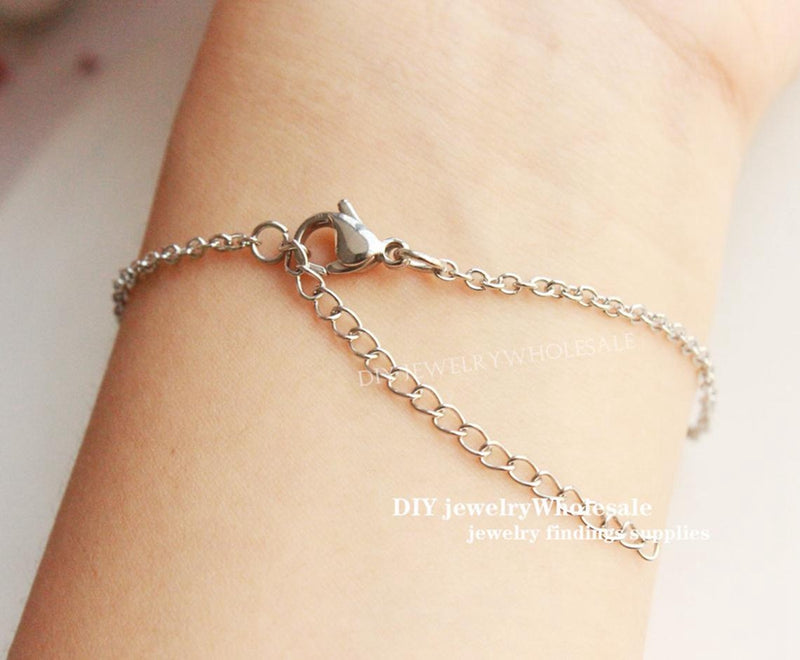 10pcs 8-25MM stainless steel bracelet Base Round Setting, bracelet blank,Bezel bracelet blanks, Blank Bezel Link Photo Charm Bracelet