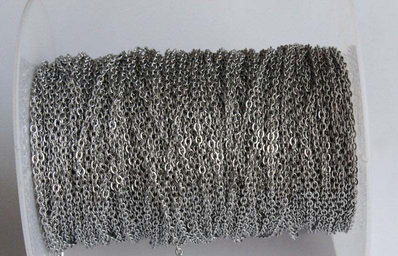 32ft (10m) stainless steel Flat Cable Chain, stainless steel soldered chain