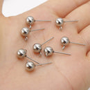 50pcs Ball Earring Studs,Earring Posts, Ear Nut Backs, 4mm/ 6mm Ball Ear Needles
