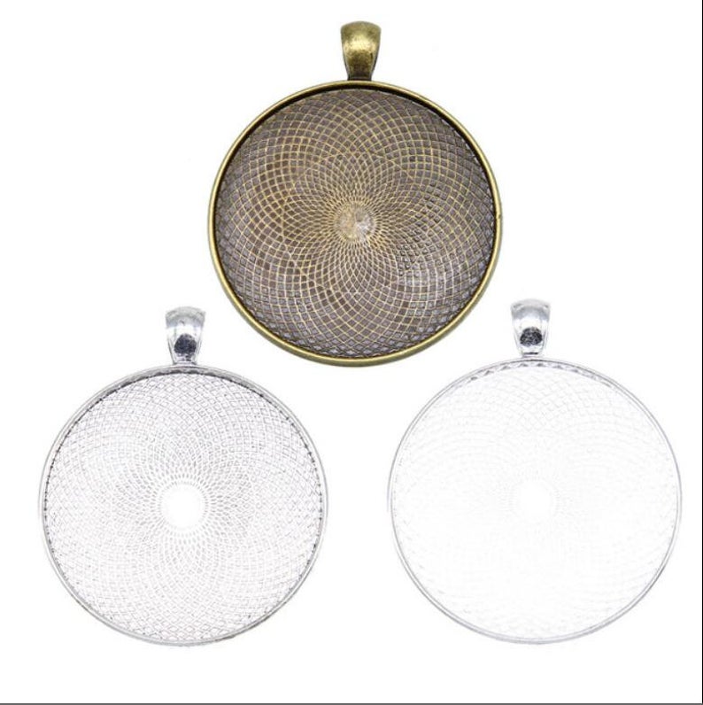5pcs  38mm pendant settings, pendant necklace blank base trays
