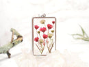 1pcs Handmade pressed flower pendant jewelry Rectangle 21x34mm