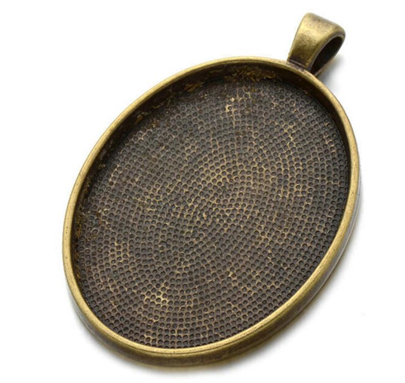 6pcs 30x40mm oval pendant setting, necklace pendant blank, Silver antique bronze ancient silver 30x40mm pendant trays