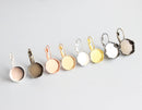 20pcs 12mm 15mm Crown Brass French Earwires Hook With Round Pad, Earring Bases setting Blanks