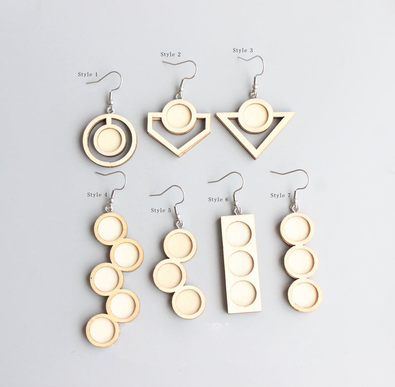 10pcs wood Bezel Earring Studs, Base with Loop Earring Blanks, Bezel earring Blanks,Stainless Steel wood Earrings Settings